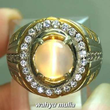Batu Cincin Moonstone Biduri Bulan mata kucing Putih Asli (Kode 1443) Putih