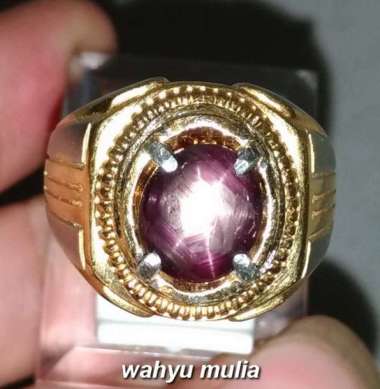 Batu Cincin Akik Ruby Star Asli (Kode 1346) Merah keunguan