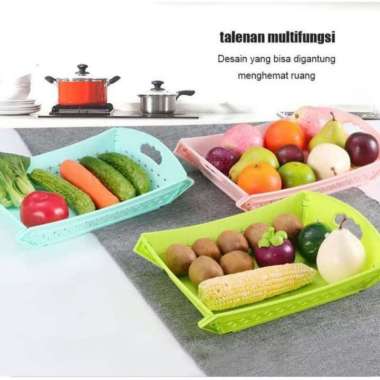 Keranjang Talenan Lipat 2in1 Portable Talenan Keranjang Multifungsi BIRU