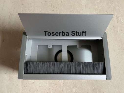 TUTUP STOP KONTAK ISI 1 SATU LUBANG CUSTOM ALMUNIUM MEJA KERJA KANTOR 2 LUBANG