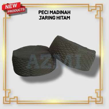 Peci Madinah Ikaf Jaring Dewasa Hitam Tinggi 6 CM /Peci Madinah Jaring 7