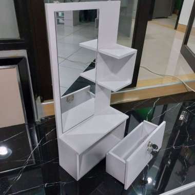 Meja Rak Rias Kunci Laci 60 x 30 x 11 Cm Rak Kosmetik Hiasan Gantung Dinding putih