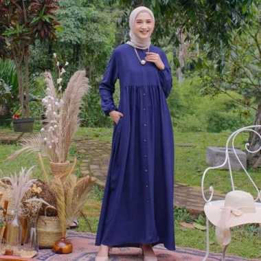 Gamis Putih Pengajian Polos Baju Gamis Syar'i Wanita Lebaran 2023 - Putih, S Hijab Fashion XL Biru