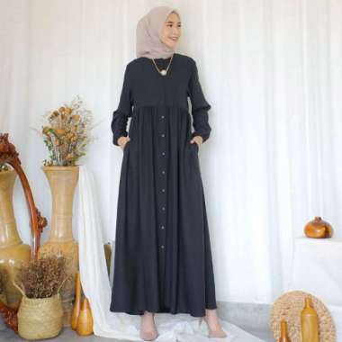 Gamis Putih Pengajian Polos Baju Gamis Syar'i Wanita Lebaran 2023 - Putih, S Hijab Fashion M Hitam
