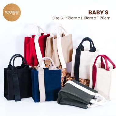 ROUJEE BAG BABY S -  TAS KANVAS PREMIUM TAS KANVAS CUSTOM NAMA KOREANSTYLE CANVASBAG SLINGBAG Putih 