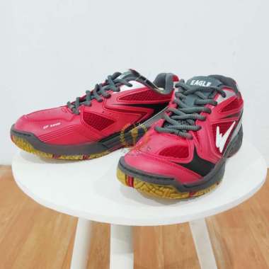 Sepatu Badminton Eagle Voltage Sepatu Olahraga Bulutangkis Merah / Abu Tua