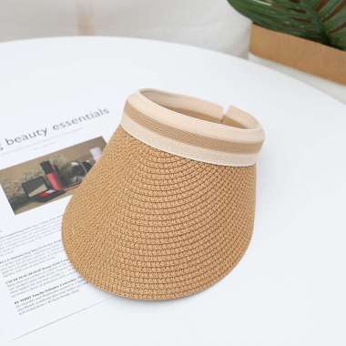 TIFFANY Chapeau Anti UV Sun Hat Topi Pantai Topi UV Topi Anyam Topi Wanita KHAKI