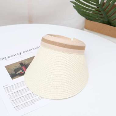 TOKO1973 TIFFANY Chapeau Anti UV Sun Hat Topi Pantai Topi UV Topi Anyam Topi Wanita WHITE