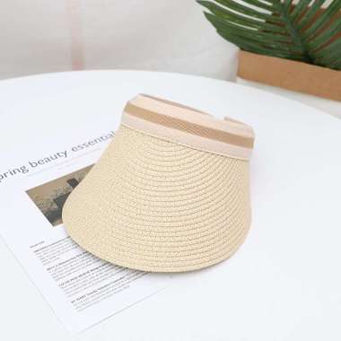 TOKO1973 TIFFANY Chapeau Anti UV Sun Hat Topi Pantai Topi UV Topi Anyam Topi Wanita BEIGE