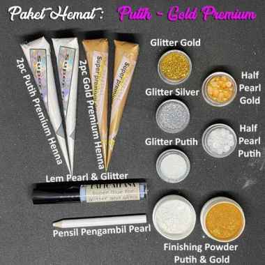 Paket Hemat Henna Putih Gold Premium Henna Mix Henna Komplit multicolor