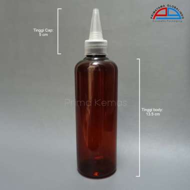 Botol Cap Kerucut 250 ml - botol skincare Prima Kemas - botol hair tonic - Pet 250 ml Coklat