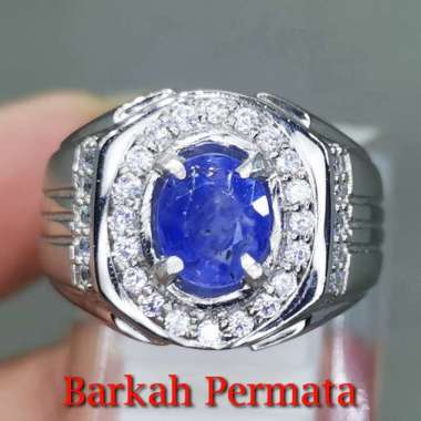 Cincin Batu Akik Blue Safir Srilangka Ceylon Asli n 1965 Biru