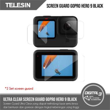 Telesin GoPro Hero 9 Black Lens & LCD Screen Guard Protector 2 Set Clear