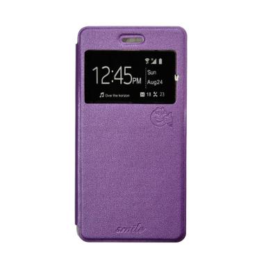 Smile Flip Cover Casing for Oppo Joy 3 A11 - Ungu