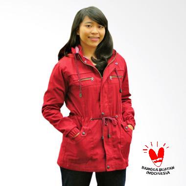 Fashion Topi Lepas Jaket Parka Wanita - Merah