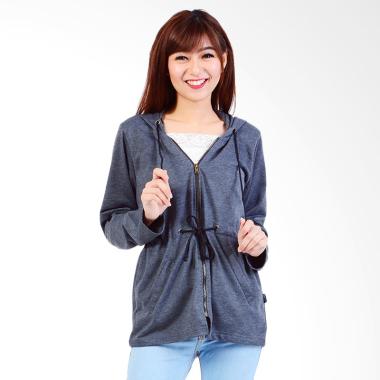 Jfashion Jaket Hoodie Wanita - Maudy Abu tua