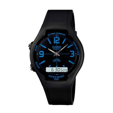 Casio AW-90H-2BVDF Silicon Jam Tangan Pria - Black Blue