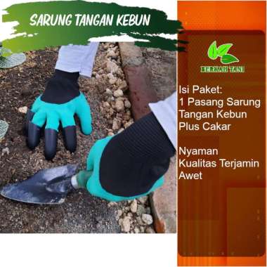 Sarung Tangan Kebun Plus Cakar Plastik Sepasang Hijau