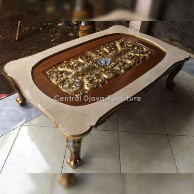 Meja Tamu Sofa Ukir Cat Duco Kayu Jati Ukiran Asli Jepara