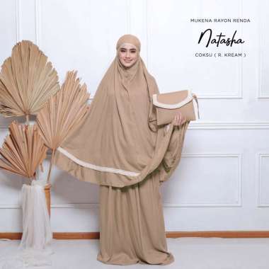 MUKENA RAYON POLOS RENDA NATASHA Semua Ukuran HITAM RENDA KREAM