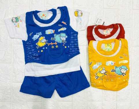 Baju Bayi Laki-Laki Mungil / Setelan Oblong / Setelan Anak Katun / Setelan Anak Cowok Usia 0-6 Bulan
