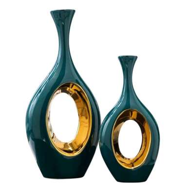 PORCELAIN VASE FLOWERS - Vas Bunga Keramik Hollow Ornament Mewah Kreatif Gaya Eropa