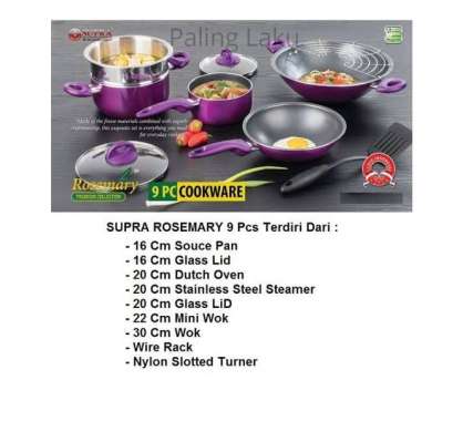 Panci Supra 9 Pcs / Supra Rosemary teflon set