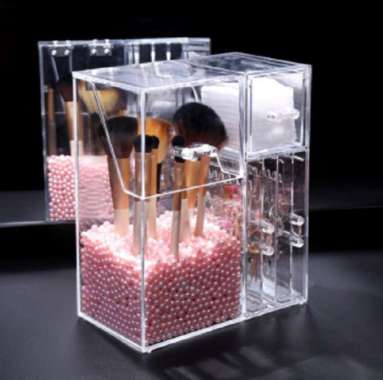 OEM ONE - K18 Rak Organizer Multifungsi Kotak Penyimpanan Kuas / Brush Make Up + Mutiara Rak Anting