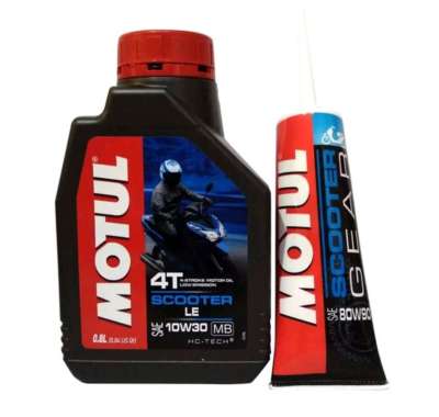 PAKET BUNDLING OLI MOTUL SCOOTER MATIC LE 10W30 0.8L + OLI GEAR GARDAN MOTUL 80W90 120ML - FOR ALL S