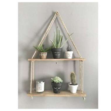 1 PCS ambalan tali kayu rak dekorasi dinding kamar hiasan gantung KAYU