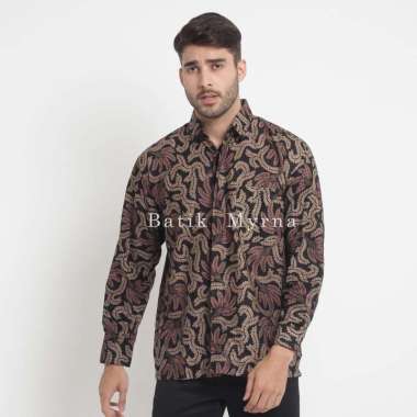BATIK MYRNA - Kemeja Batik Pria Lengan Panjang Atasan Baju Motif Putri Malu M