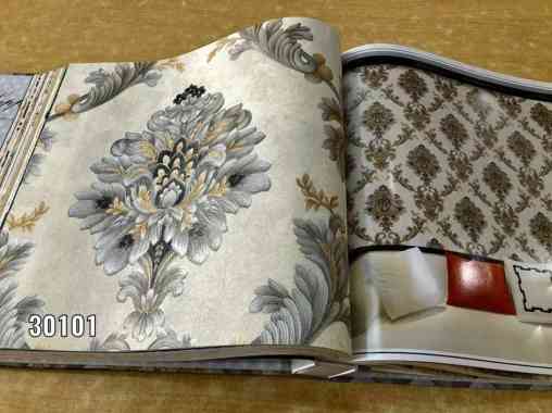 Wallpaper Dinding Motif Batik Damask Gold Silver Mewah Sapphire