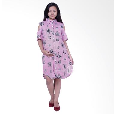 Mama Hamil DRO 874 Salur Bunga Cantik Baju Ibu Hamil - Pink