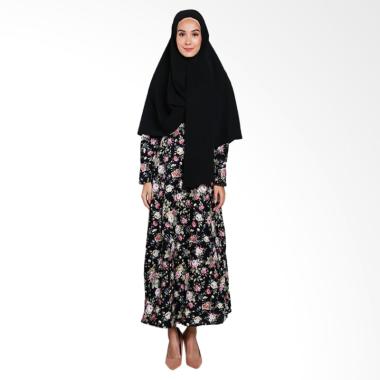 Erin Collection Motif Bunga Kerudung Lengan Panjang Set Gamis - Pink