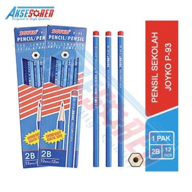 Pensil 2B Joyko [P-93/12 pcs] / Alat Tulis Ujian Komputer / Pencil Gambar Menulis [1 Pack] hitam