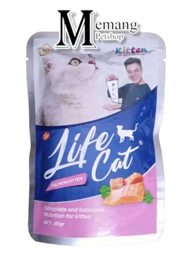 LIFE CAT Kitten Salmon Makanan Kucing Sachet Basah [85 g]