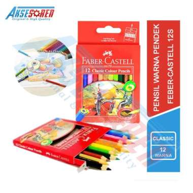 Pensil Warna Pendek Faber Castell [12 Colours] / Alat Tulis Gambar Pencils Classic