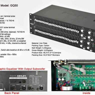 ASHLEY GQ50 | GQ 50 EQUALIZER ORIGINAL NEW WITH OUTPUT SUBWOOFER hitam