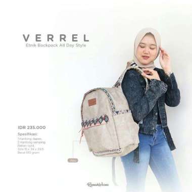 TAS RANSEL B VERREL RUMAH WARNA (motif tribal random) abu