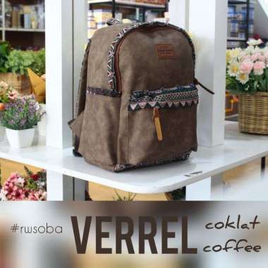TAS RANSEL B VERREL RUMAH WARNA (motif tribal random) coklat