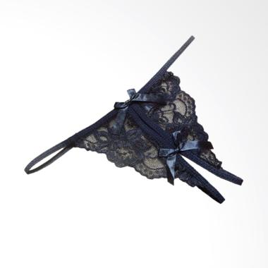 G String Open Crotch Bolong Tengah Celana Dalam Transparant - Hitam S-M Hitam