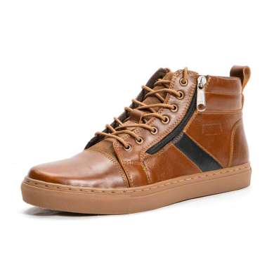Sepatu Pria Casual Sneakers Kulit Asli Mahanta High Top Leather Q74 44 Tan