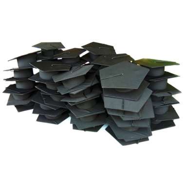 Mulyocreative Toga Wisuda - Topi Wisuda SMP SMA Mahasiswa - Topi Sarjana / 1 Pcs Hitam