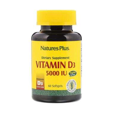 Nature's Plus Vitamin D3 Suplemen [5000 IU/ 60 Softgels]
