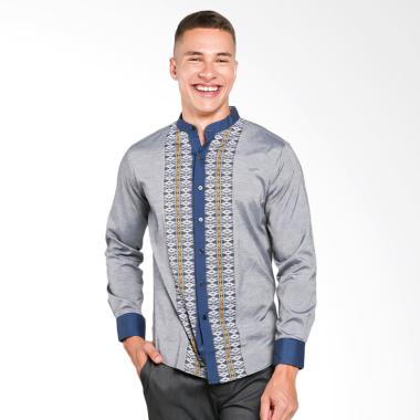 VM Slimfit Kemeja Muslim Tangan Panjang Baju Koko Pria - Abu [D-036]