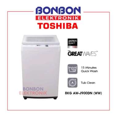 Toshiba Mesin Cuci 1 Tabung 8KG AW-J900DN (WW) / AWJ 900 DN / AWJ900DN
