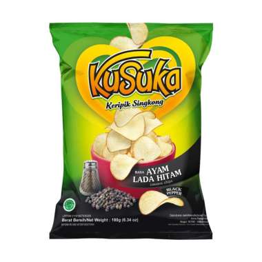 KUSUKA Ayam Lada Hitam Keripik Singkong [180 Gram] Official Store
