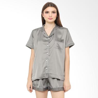Madeleine Silk Short Setelan Baju Tidur - Grey