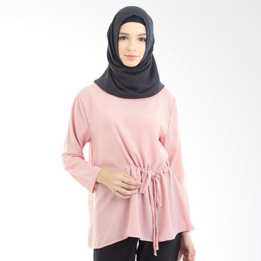 Hanalila Daily Hijab Tie Tops Blouse Muslim Wanita - Dusty Pink
