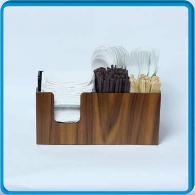 Acrylic Tissue Box and Straw Organizer Wooden Texture
